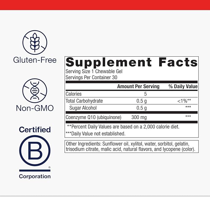 Metagenics NutraGems CoQ10 300 mg - Antioxidant Supplement - for Energy Production Support* - Coenzyme Q10 - Lycopene for Color - Non-GMO & Gluten-Free - 30 Chewable Gels