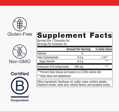 Metagenics NutraGems CoQ10 300 mg - Antioxidant Supplement - for Energy Production Support* - Coenzyme Q10 - Lycopene for Color - Non-GMO & Gluten-Free - 30 Chewable Gels