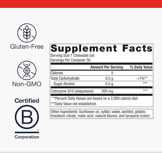 Metagenics NutraGems CoQ10 300 mg - Antioxidant Supplement - for Energy Production Support* - Coenzyme Q10 - Lycopene for Color - Non-GMO & Gluten-Free - 30 Chewable Gels