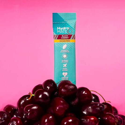 Electrolyte Powder Sugar-Free Hydration Packets Black Cherry HydroMATE 16 Sticks