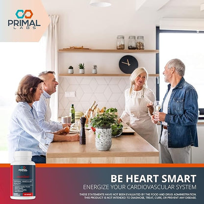 Primal Labs HeartZest - for Heart Health - Vitamin D3 & K2 Formula - 60 Capsules