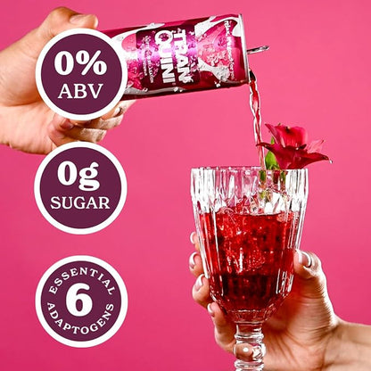 Tranquini Calming Drink With Herbal Adaptogens | Sparkling Water Stress Relief Beverage | Sugar Free, Non Alcoholic, Soda Replacement, Gluten Free, Vegan - 250ml Hibiscus (6 cans)
