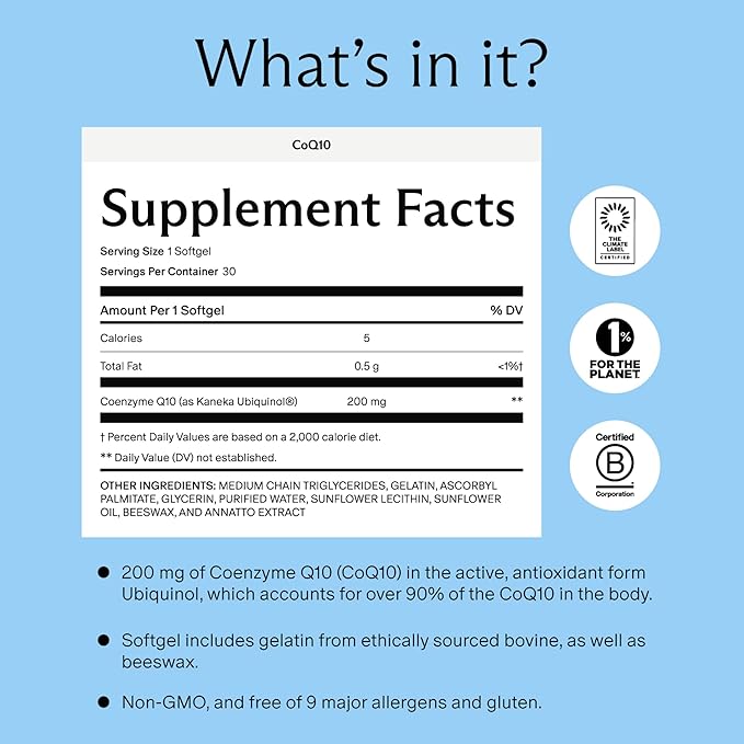 Needed. CoQ10 200mg Supplement - Ubiquinol 200mg for Women and Men – Coenzyme Q10 Preconception Health Supplement, Non-GMO, Softgels – 30 Count