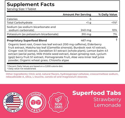 Superfoods Company Detox Cleanse Drink - Supplement for Women & Men - Support Healthy Weight, Digestive Health, Cravings & Bloating Relief - Strawberry Lemonade Flavor [60 Tablets]
