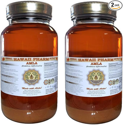 Amla Liquid Extract, Organic Amla (Emblica Officinalis) Tincture 2x32 oz Unfiltered