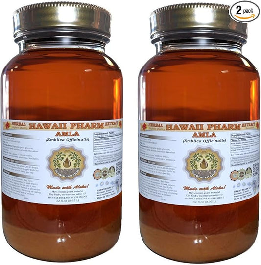 Amla Liquid Extract, Organic Amla (Emblica Officinalis) Tincture 2x32 oz Unfiltered