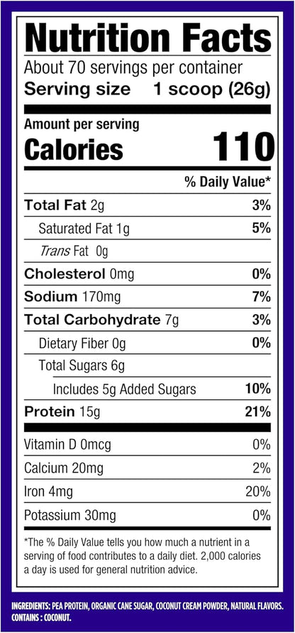 Vega Protein Made Simple Vanilla XL Value Tub (70 Servings) Stevia Free Vegan Protein Powder, Plant Based, Healthy, Gluten Free, Pea Protein for Women and Men, 4.01lbs