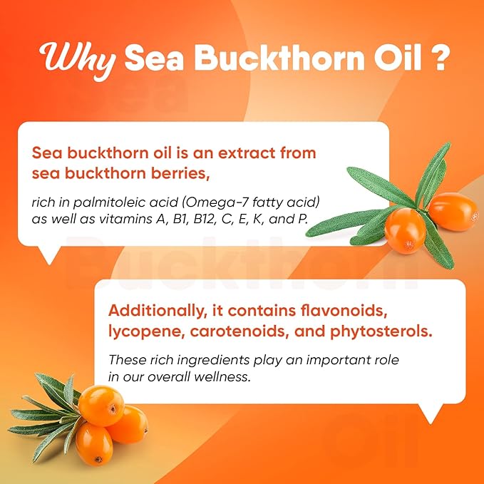 Omega-7 Sea Buckthorn Oil - with Omega-3 EPA/DHA Fish Oil, Cinnamomum, Fenugreek, ALA, Green Tea, Cayenne Pepper, Turmeric, Resveratrol, Black Pepper - Gluten-Free, 60 Softgels