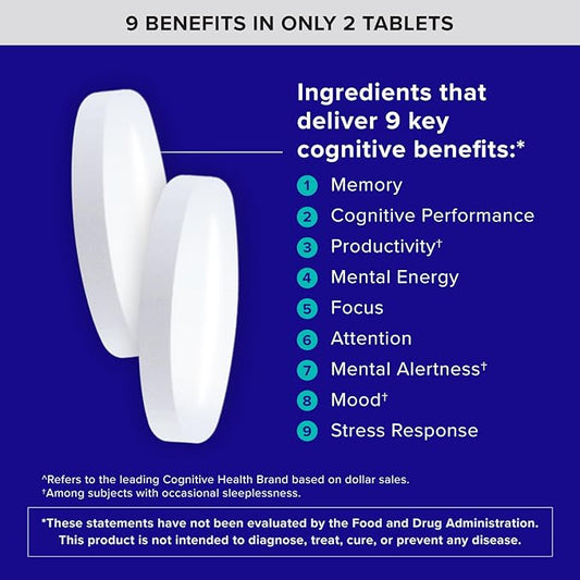 Qunol Brain Health Memory Plus with B6, Magnesium L-Threonate & Citicoline, Clinically Tested Ingredients to Improve Memory, Focus, Attention and Productivity, 90 Count