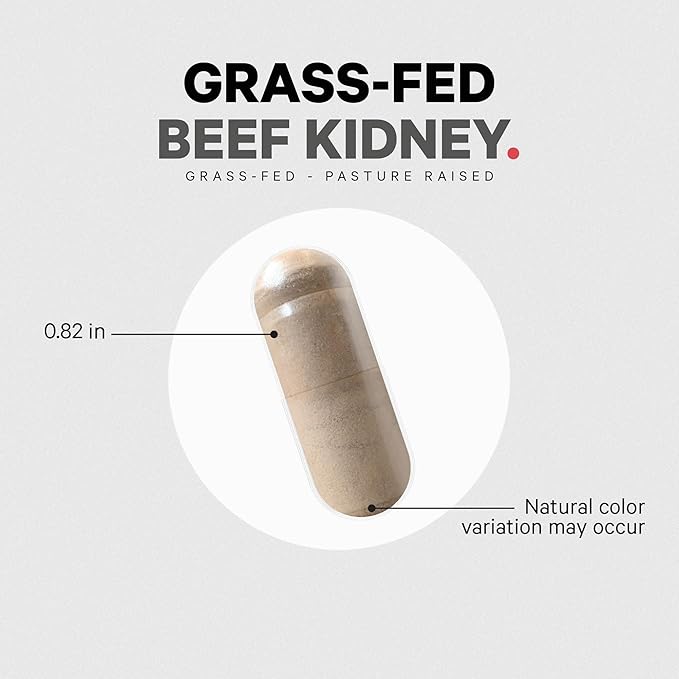 Codeage Grass Fed Beef Kidney Supplement - Freeze Dried, Non-Defatted, Desiccated Glandulars Nutrition Bovine Pills – Pasture Raised Beef Vitamins - Non-GMO -180 Capsules