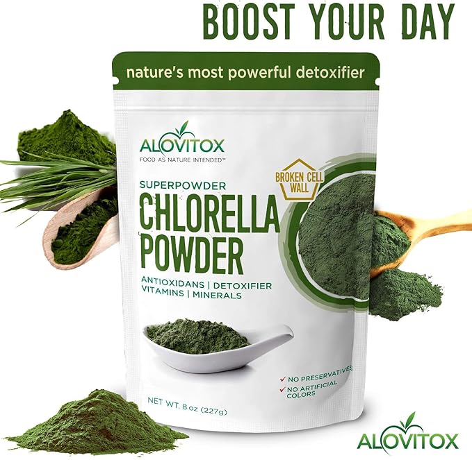 Organic Chlorella Powder 8oz | Nutrient Dense Superfood with Antioxidants, Proteins, Vitamins C, E, B Complex, Enzymes, Chlorophyll, Omegas 3 and More| Organic Raw No Additives or Colors