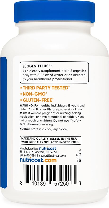Nutricost Betaine Anhydrous Capsules 1500mg, 60 Servings - Gluten Free, Non-GMO, 750mg Per Cap, 120 Capsules