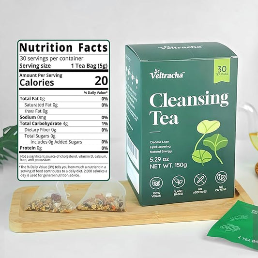 Verltracha Oil Reducing Tea for Liver, 30 Tea Bags, Oil Herbal Tea with Winter Melon & Lotus Leaves, 10 Natural Ingredients Support Liver Health and Flat Tummy, 5.29 oz