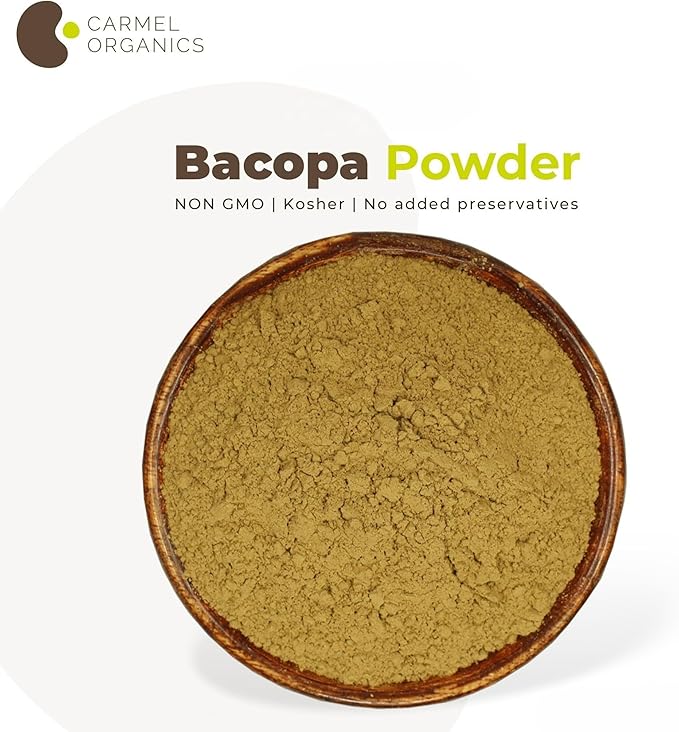 CARMEL ORGANICS Bacopa Monnieri/Brahmi Powder | 8 Ounce or 0.5 Lb/ 227 Grams(Pack of 1) | Natural and Pure Bacopa Powder Non-GMO | No Added Preservative