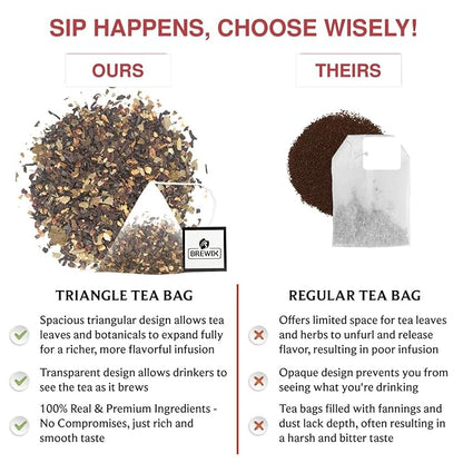 BREWIX, Hibiscus Orange Tea Bags (25 Plant Based Tea Bags) Caffeine-Free, Made with Real - Hibiscus Flowers, Rosehip, Orange Peel, Raspberry Leaf | Contains Antioxidants & Support Overall Health