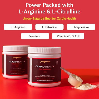 Life's Fortune 5000mg L- Arginine Supplement Powder & 1000mg L-Citrulline, High Potency Nitric Oxide Health Booster, Endurance, Workout Performance, Natural Fruit Punch Flavor (20 Servings)