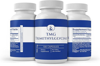 Pure Original Ingredients TMG Trimethylglycine (Betaine Anhydrous), (100 Capsules) Always Pure, No Additives Or Fillers, Lab Verified