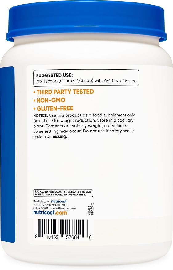 Nutricost Pea Protein Powder (2 LBS) Unflavored - 20g of Vegan Pea Protein Isolate, GMO-Free, Gluten-Free, 36 Servings