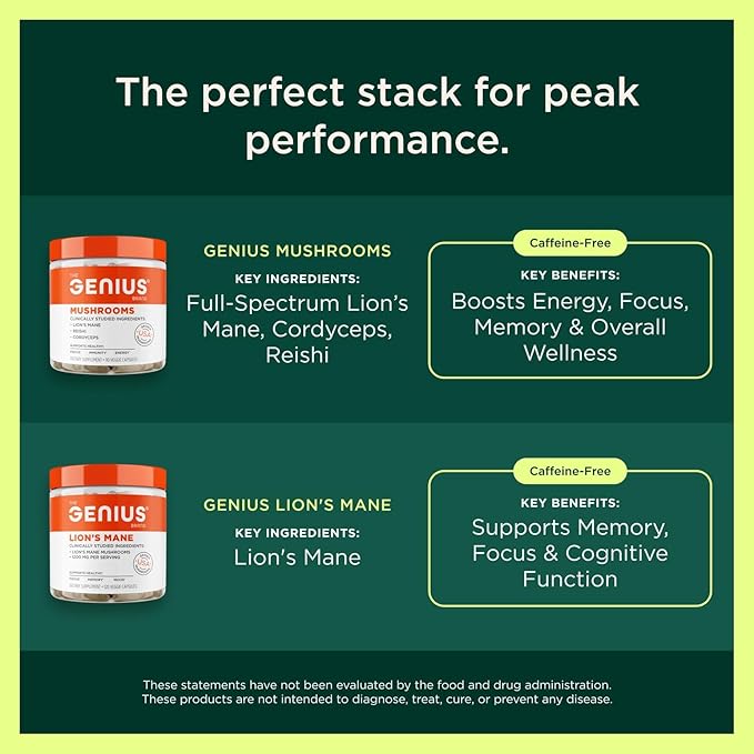 The Genius Brand Genius Turkey Tail - Plant-Based Supplement for Immune, Gut & Antioxidant Support - Organic & Non-GMO - 120 Veggie Capsules