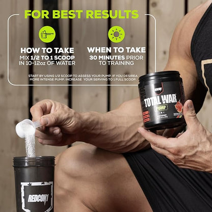 REDCON1 Non Stim & Caffeine Free Pre Workout Powder for Women & Men - Total War Pump - with L-Citrulline, Beta Alanine & More - Workout at Any Time of Day - Watermelon Slushy (10.72 oz)