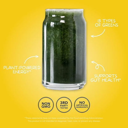 Clean Simple Eats Super Greens Powder, Naturally Flavored Greens Powder with Chlorella, Spirulina, Superfoods & Prebiotic Fiber, No Artificial Ingredients, Gluten Free, Sweet Lemon Flavor, 30 Servings
