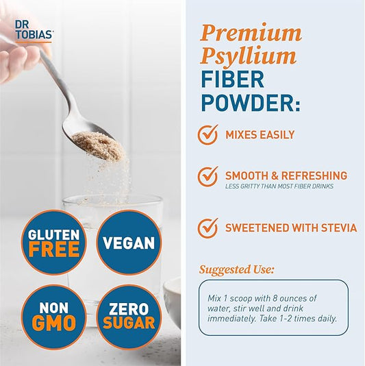 Dr. Tobias Colon Everyday Health - Gut Health for Women & Men - Psyllium Fiber Powder Drink with 4g Psyllium Husk Powder per Serving, Vegan, Gluten Free, Non-GMO, Peach Mango, 60 Servings