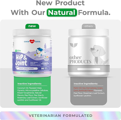 Hip and Joint Supplement for Dogs - with Glucosamine, Green Lipped Mussel, Turmeric, Chondroitin, Fish Oil, MSM and Yucca Schidigera for Dog Joint Relief & Mobility.