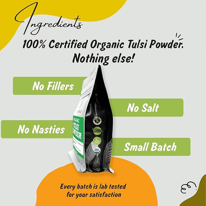 Spice Profile USDA Organic Holy Basil Powder, Lab Tested for Heavy Metals, Resealable 4oz Pouch, Tulsi, Albahaca Sagrada