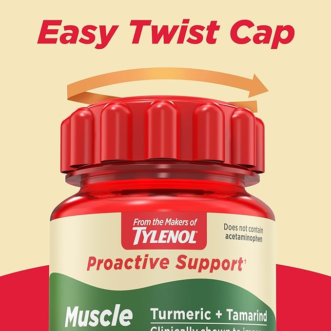 Tylenol Proactive Support* Muscle & Joint Supplements, Drug Free, Tamarind + Turmeric Supplement + Cucumber Extract to Improve Joint Comfort & Flexibility*, 30 ct
