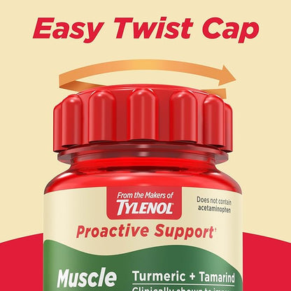 Tylenol Proactive Support* Muscle & Joint Supplements, Drug Free, Tamarind + Turmeric Supplement + Cucumber Extract to Improve Joint Comfort & Flexibility*, 30 ct
