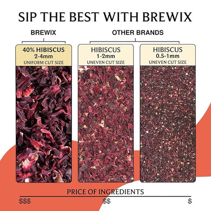 BREWIX, Mango Passion Fruit Herbal Tea Bags – 25 Plant-Based Pyramid Bags | Iced or Hot | Hibiscus, Citrus Peel, Lemongrass | Caffeine-Free & Naturally Uplifting Wellness Brew
