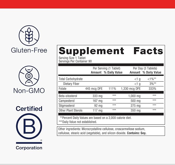 Metagenics Meta-Sitosterol 2.0 - for Cholesterol Already in a Normal Range* - Plant Sterol Complex - with Folate - Dietary Supplement - Gluten-Free - Vegetarian - 90 Tablets