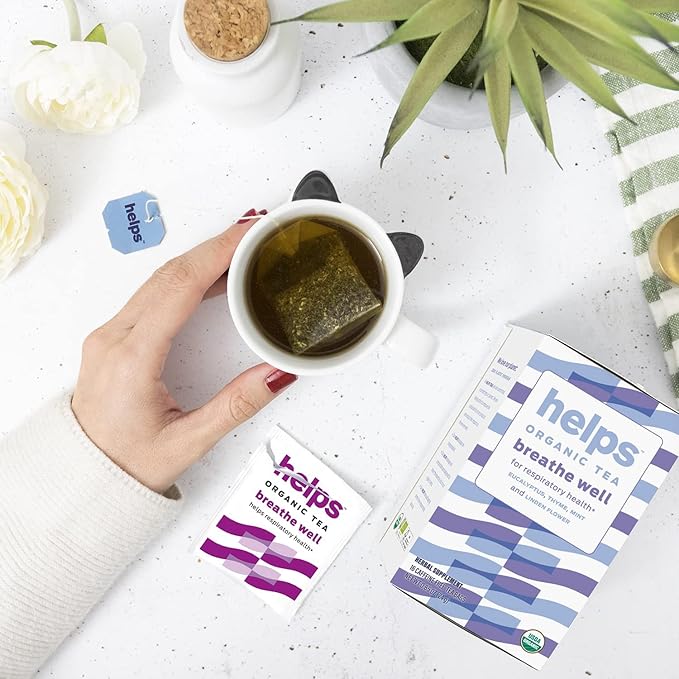 HELPS TEAS | Helps Breathe Well Tea | Organic herbal blend of Eucalyptus, Thyme, Tila and Mint that clear your sinuses and strengthening your inmune system | 16 Tea Bags - Pack of 3 |