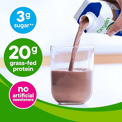 Orgain Clean Protein Shake, Grass Fed Dairy, Creamy Chocolate Fudge - 20g Whey High Protein, Kosher, Ready to Drink, Low Net Carbs, Gluten Free, No Soy Ingredients, 11 Fl Oz (Pack of 4)