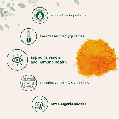 Organic Goji Powder, 16 Ounces | 100% Natural Fruit Source | Sulfate & Additive Free | Great Flavor for Drinks, Snacks, & Beverages | Non-GMO & Vegan