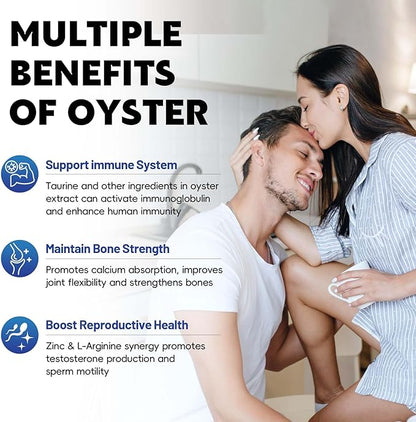 Premium Oyster Supplement - Contains Oyster Powder 100% Natural Oyster Extract, Rich in zinc and Minerals, 500mg, boosts Immunity and Energy, Oyster Supplement for Men and Women, 60 Tablets (OH-ML)