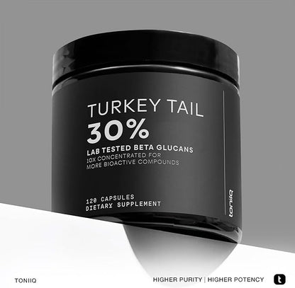 Turkey Tail Mushroom Capsules - Ultra High Potency 10:1 Extract with 30% Beta Glucans - Highly Concentrated - Third-Party Lab Tested - 120 Capsules