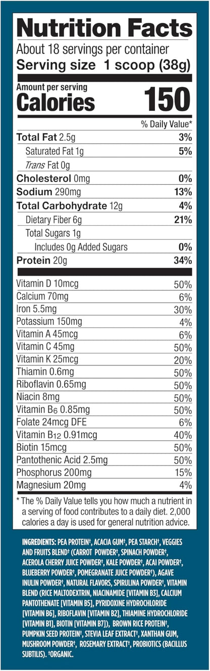 Vega Organic All-in-One Vegan Protein Powder, French Vanilla -Superfood Ingredients, Vitamins for Immunity Support, Keto Friendly, Pea Protein for Women & Men, 1.5 lbs (Pack of 1)