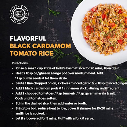 Pride of India – Black Cardamom Whole 5 oz (142 gm) – Cardamom Pods – Firm & Smoky Flavor – Freshly Dried – Ideal for Indian & Asian Cooking – Easy to Use – Medium Dual Sifter Bottle