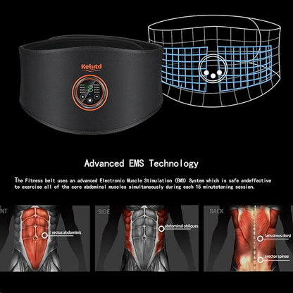 Abs Stimulator Belt-FDA Cleared EMS Massager Abdominal Toining Fitness Belt without GEL SHEET Tactical Abs Power Muscle Toner Workout Men Women & Bodybuilders USB Rechargeable Black KLT-07