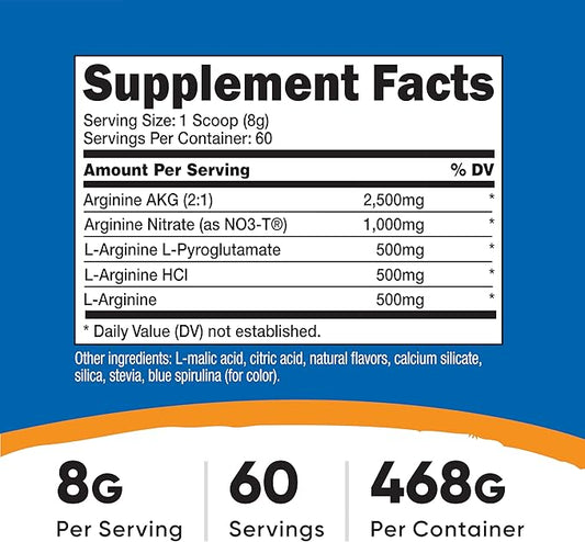 Nutricost L-Arginine Complex (Blue Raspberry, 60 Servings) - Gluten Free, Non-GMO