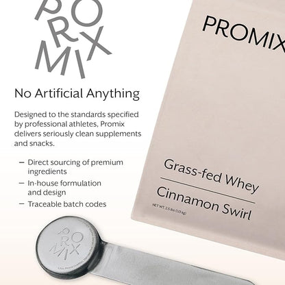 Promix Whey Protein Powder, Cinnamon Swirl - 2.5lb Bulk - Grass-Fed & 100% All Natural - ­Post Workout Fitness & Nutrition Shakes, Smoothies, Baking & Cooking Recipes - Gluten-Free & Keto-Friendly