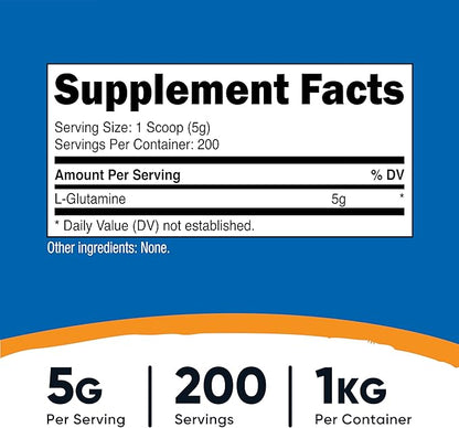 Nutricost L-Glutamine Powder 1 KG - Unflavored, Non-GMO, Gluten Free