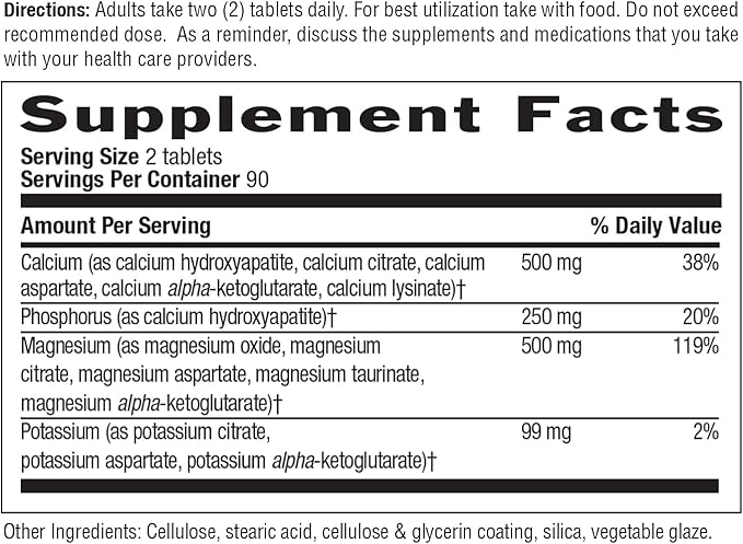 Country Life Target Mins - Calcium Magnesium Potassium Bone & Heart Health Supplement, 1000mg Calcium, 500mg Magnesium, Supports Calcium Utilization, 180 Tablets – Certified Gluten Free & Vegan