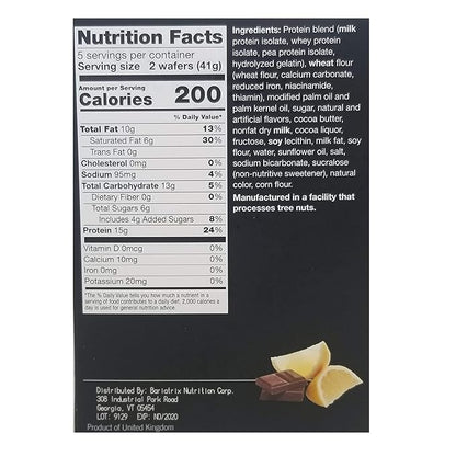PROTIFIT - High Protein Wafer Bar, 15g Protein, Low Calorie, Low Carb, Low Fat, Trans Fat Free, Cholesterol Free, Ideal Protein Compatible, 5 Servings Per Box (Lemon)