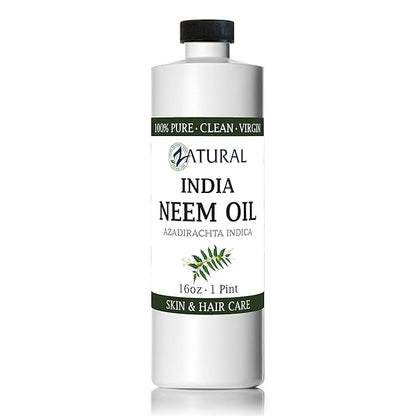 Zatural Organically Grown Neem Seed Oil 100% Pure Cold Pressed for Hair, Skin, Nails, Garden & Pets (16oz)