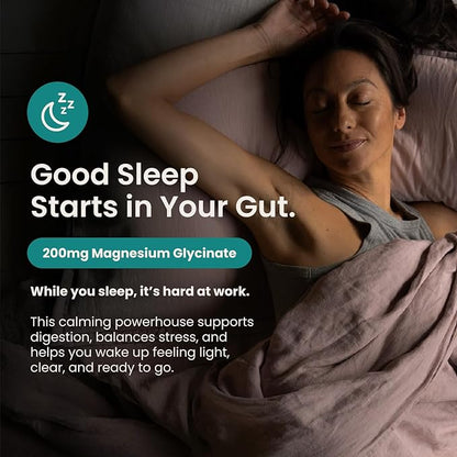 Nighttime Prebiotic Fiber Powder with Digestive Enzymes & Magnesium Glycinate for Sleep | Gut Health Supplement for Women & Men - Digestion Support, Bloating Relief - Citrus, 7 Servings