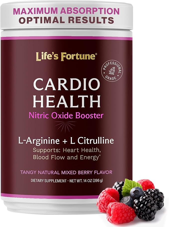 Life's Fortune L Arginine L Citrulline Supplement Powder - High Potency Nitric Oxide Supplement Booster with Natural Mixed Berry Flavor (30 Servings (Pack of 1)