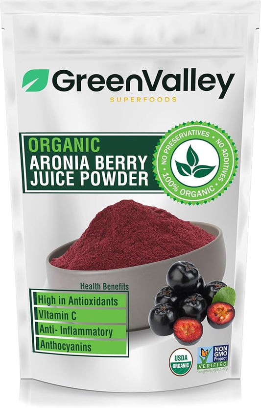 Green Valley Superfoods Organic Aronia Berry 4:1 Extract Chokeberry Powder (4 Ounce)