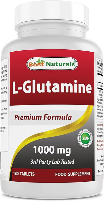 Best Naturals L-Glutamine 1000mg Fuel for Workout (Non-GMO) Tablets, 180 Count